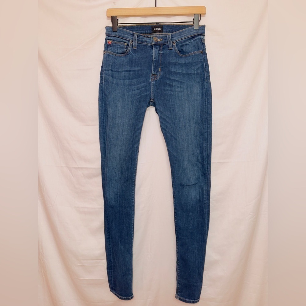 Hudson Jeans Natalie Mid Rise Super Skinny Jeans in Dark Blue women's size 26